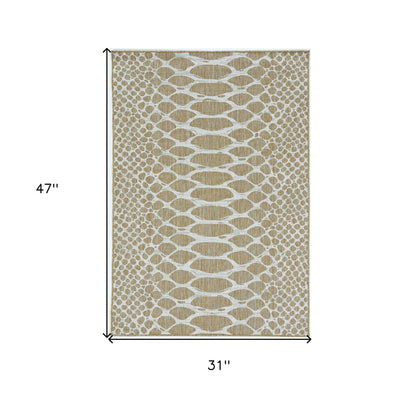 3' X 4' Ivory Abstract Indoor Outdoor Area Rug