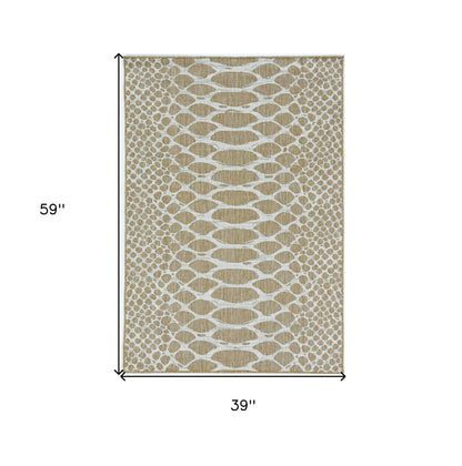 3' X 4' Ivory Abstract Indoor Outdoor Area Rug