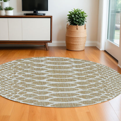 3' X 4' Ivory Abstract Indoor Outdoor Area Rug