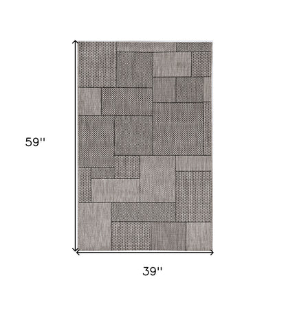 3' X 4' Gray Southwestern Indoor Outdoor Area Rug