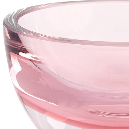 6" Pink Mouth Blown Crystal Thick Walled Bowl