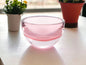 6" Pink Mouth Blown Crystal Thick Walled Bowl