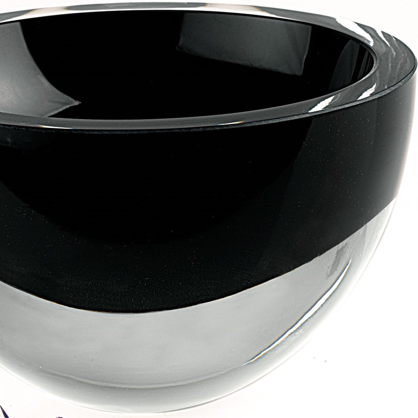 6" Black Mouth Blown Crystal Thick Walled Bowl