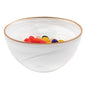 10" White and Gold Alabaster Glass Round Serving Bowl