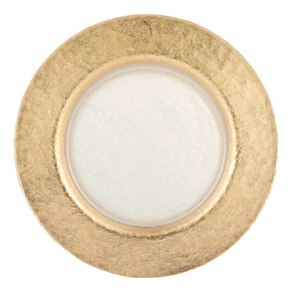 13" Gold Leaf Glass Charger Plate