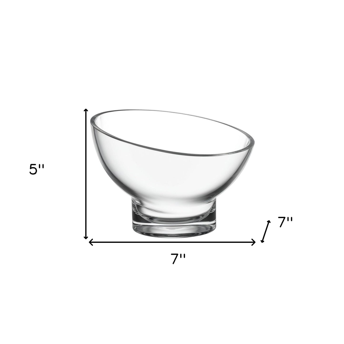 7" Clear Mouth Blown Slant Edge Glass Candy Bowl