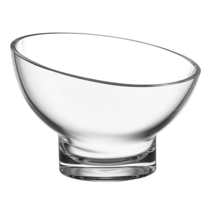 7" Clear Mouth Blown Slant Edge Glass Candy Bowl