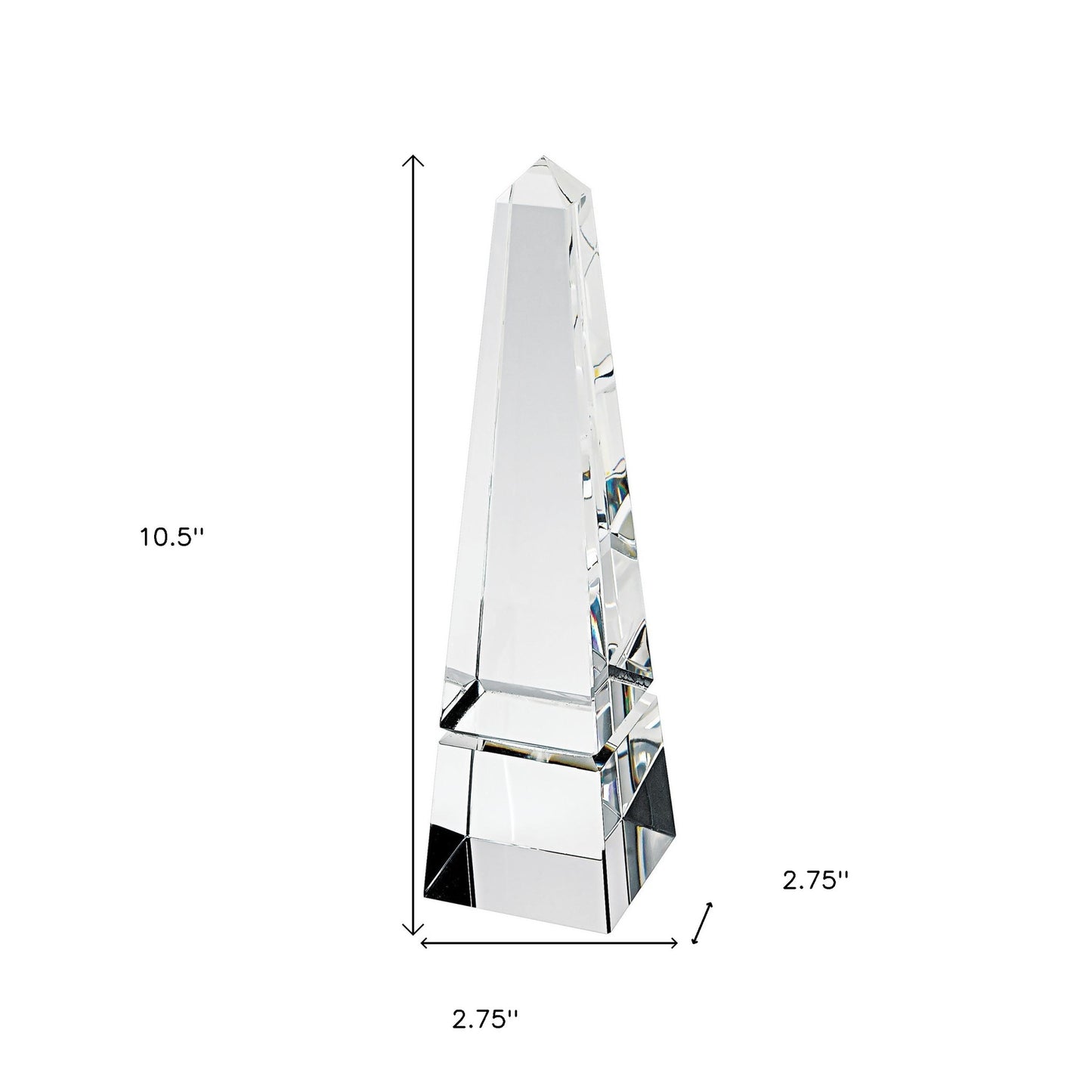 11" Clear Crystal Obelisk Statue