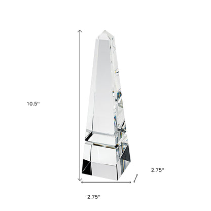 11" Clear Crystal Obelisk Statue