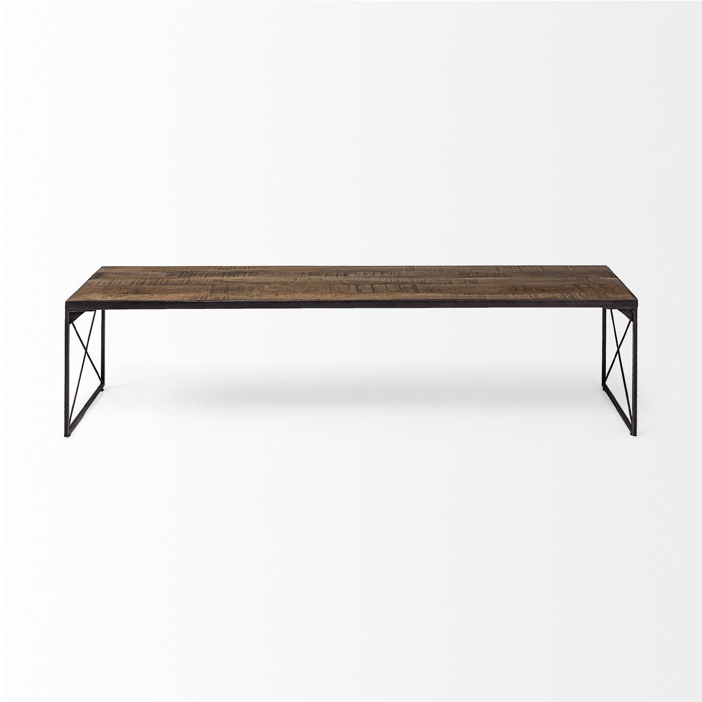 Rectangular Mango Woodmedium Brown Top And Black Iron Base Accent Bench