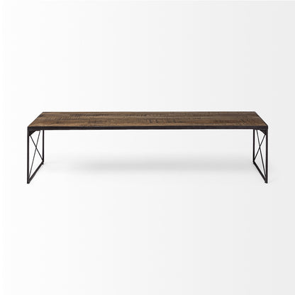 Rectangular Mango Woodmedium Brown Top And Black Iron Base Accent Bench