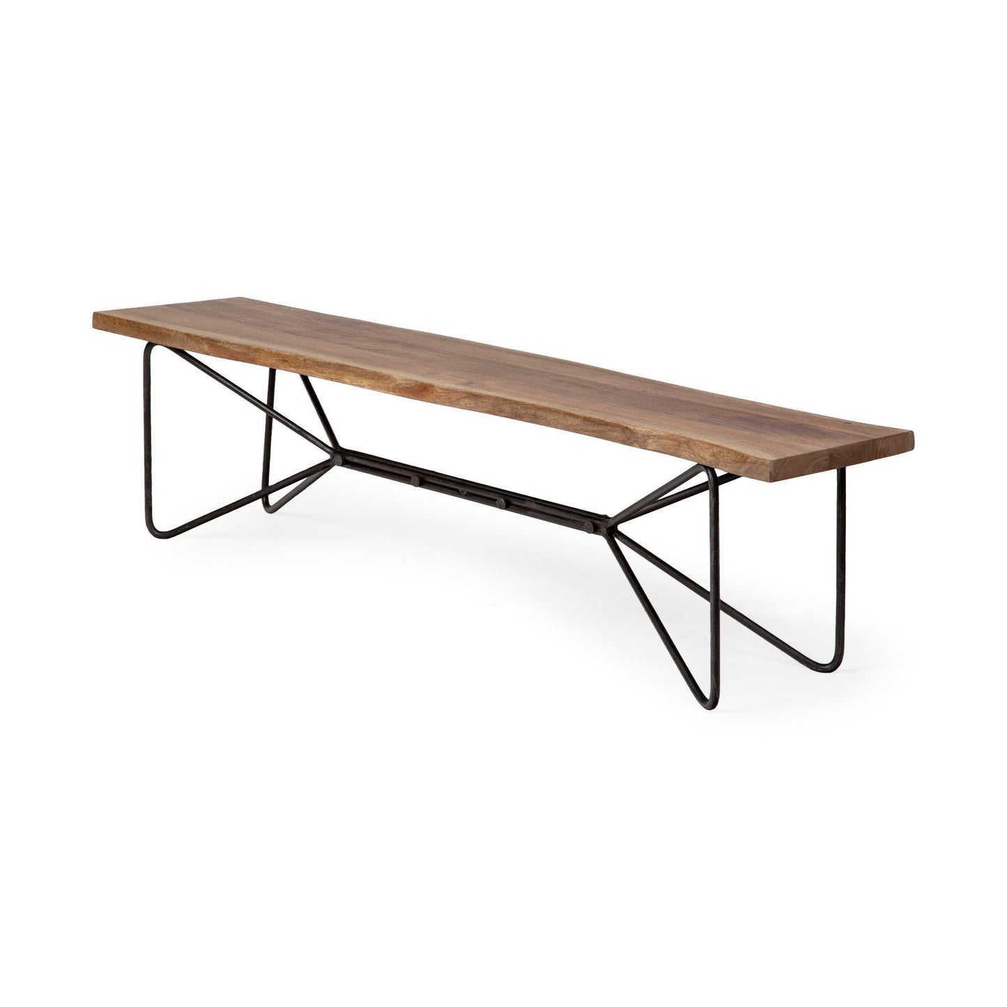 16" Brown and Black Dining Bench