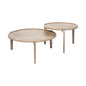 Set of Two 40" Brown Solid Wood Round Nested Coffee Tables