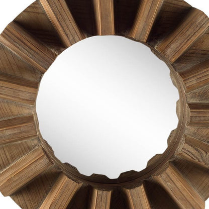 Sprocket 17" Round Walnut Finish Frame Wall Mirror