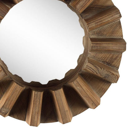 Sprocket 17" Round Walnut Finish Frame Wall Mirror