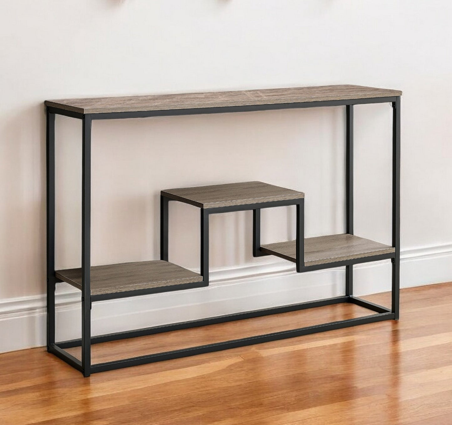 48" Taupe And Black Frame Console Table With Storage