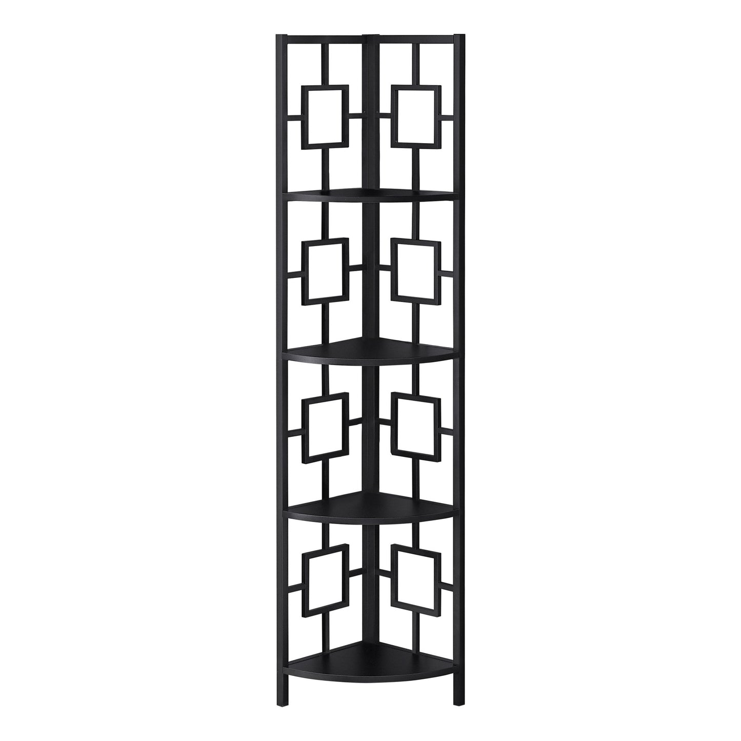 62" Black Metal Corner Bookcase