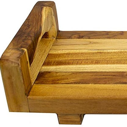 29"W Natural Teak Bath Tray and Seat with Handles