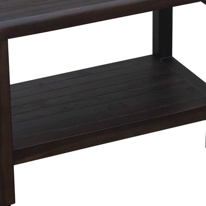 Rectangular Teak Shower Bench With Shelf In Brown Finish