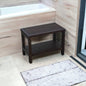 Rectangular Teak Shower Bench With Shelf In Brown Finish