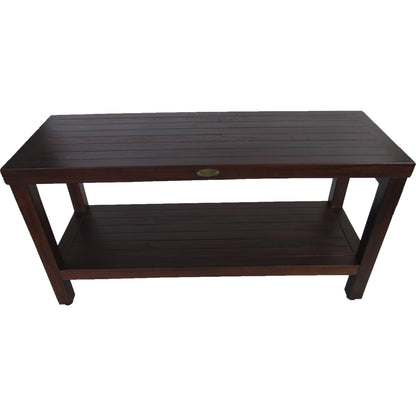 Rectangular Teak Shower Outdoor Bench With Shelf In Brown Finish