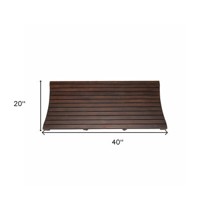 40" Dark Brown Teak Wood Bath Mat