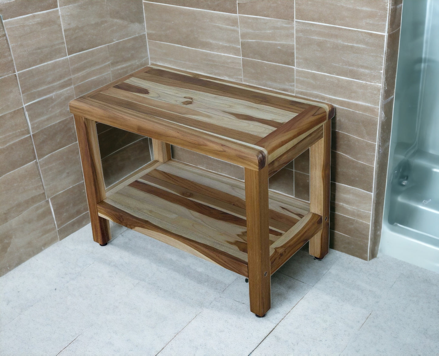 22" X 24" Natural Wood Shower Bench