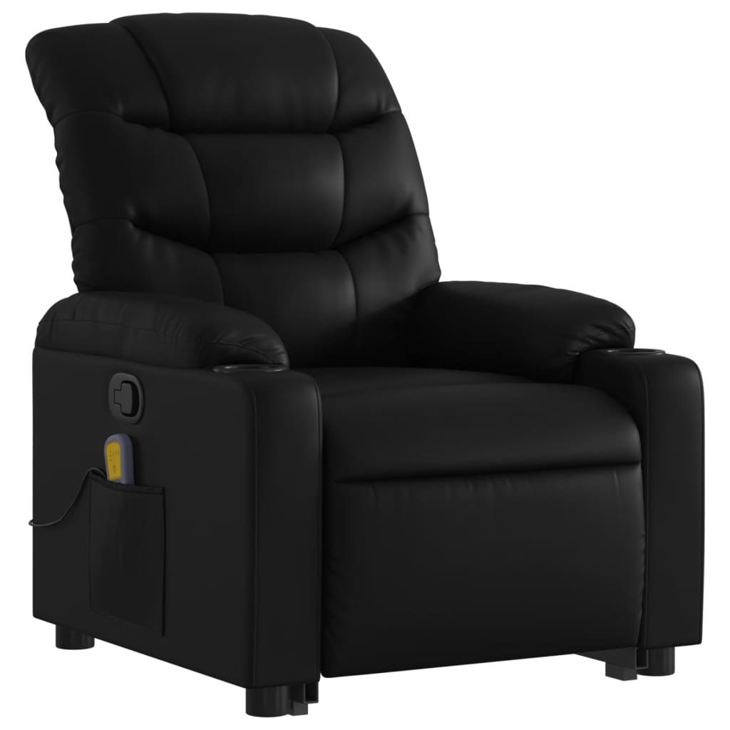 Stand up Massage Recliner Chair Black Faux Leather