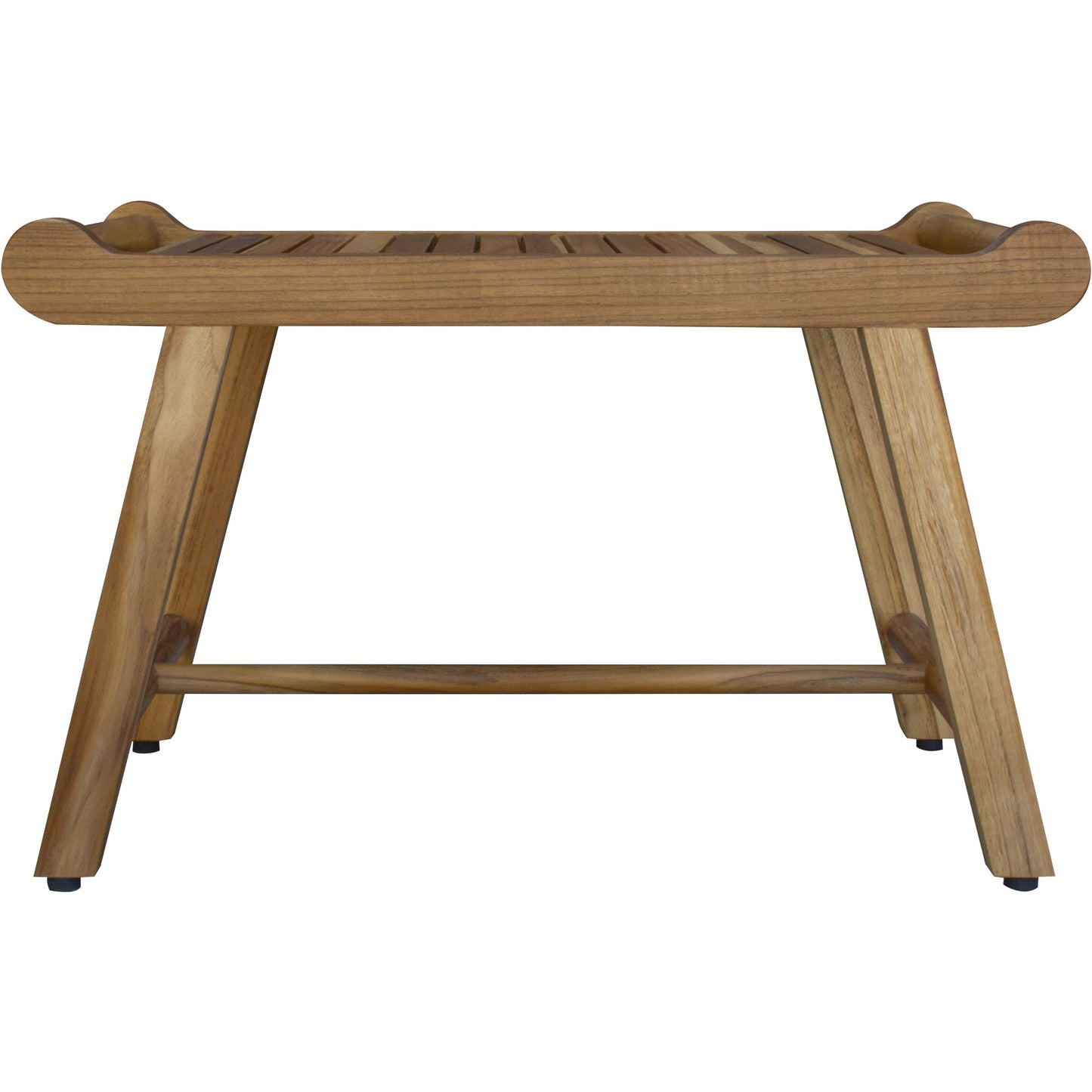 Rectangular Teak Shower Bench With Handles In Natural Finish