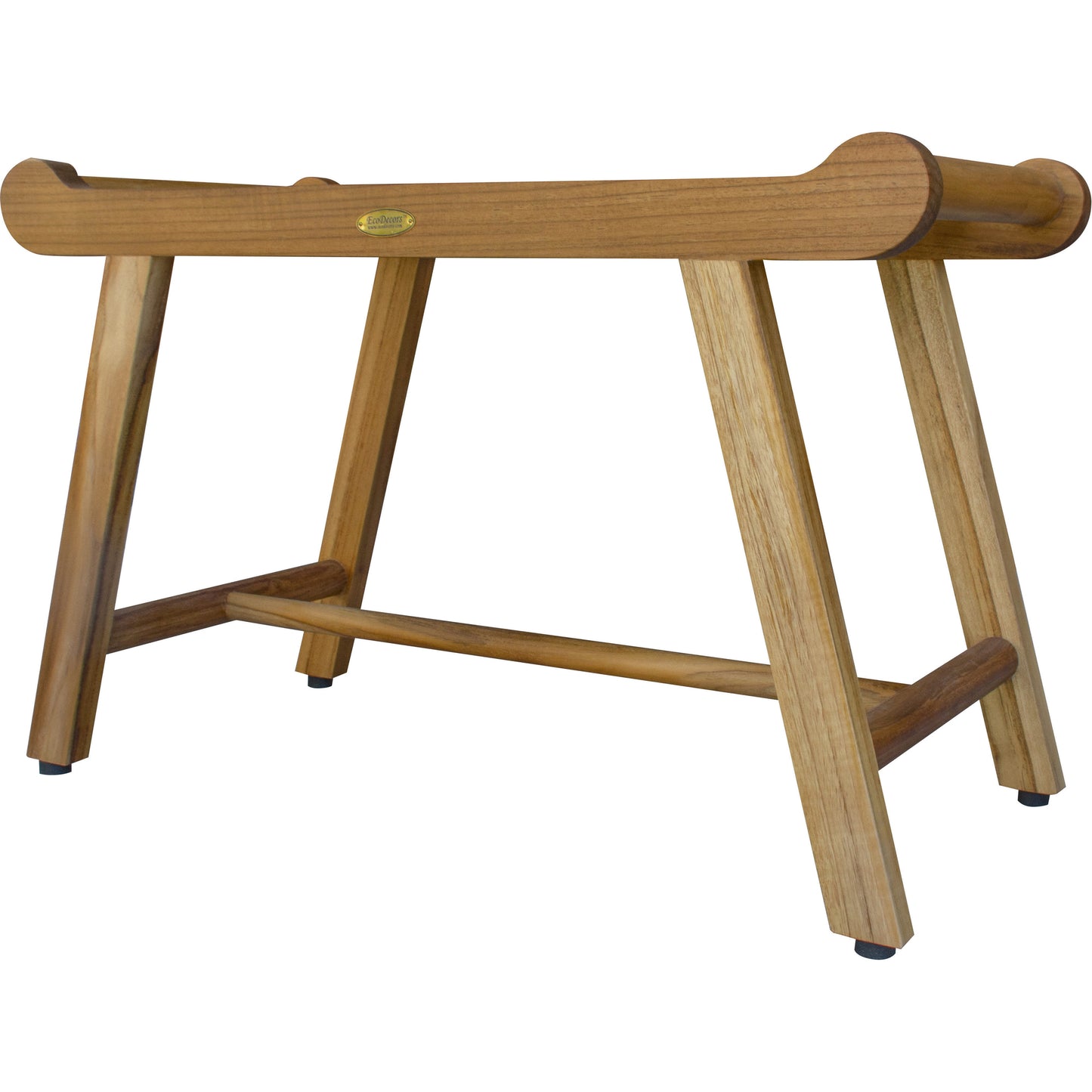 Rectangular Teak Shower Bench With Handles In Natural Finish