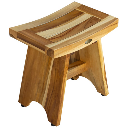 Compact Contemporary Teak Shower Stool In Natural Finish