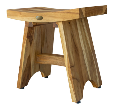 Compact Contemporary Teak Shower Stool In Natural Finish