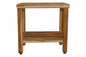 18" Contemporary Teak Shower Stool Or Bench With Shelf In Natural Finish