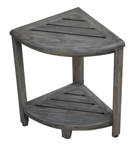 18" X 17" Antiqued Gray Teak Corner Shower Bench