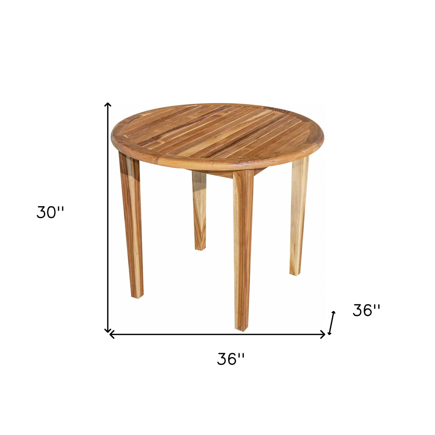 36" Natural Rounded Solid Wood Outdoor Dining Table