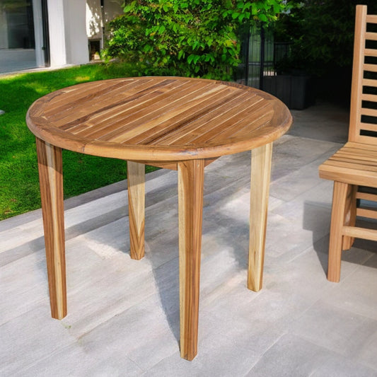 36" Natural Rounded Solid Wood Outdoor Dining Table