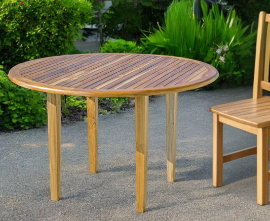 48" Natural Rounded Solid Wood Outdoor Dining Table