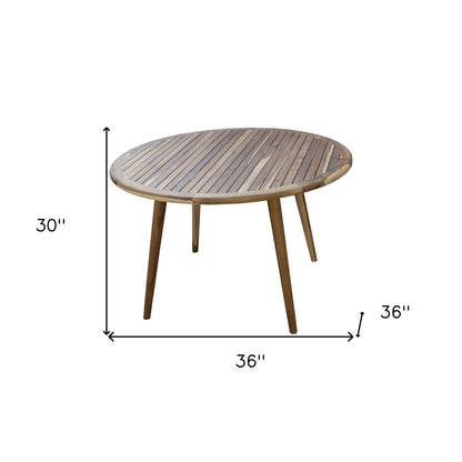 36" Natural Rounded Solid Wood Outdoor Dining Table