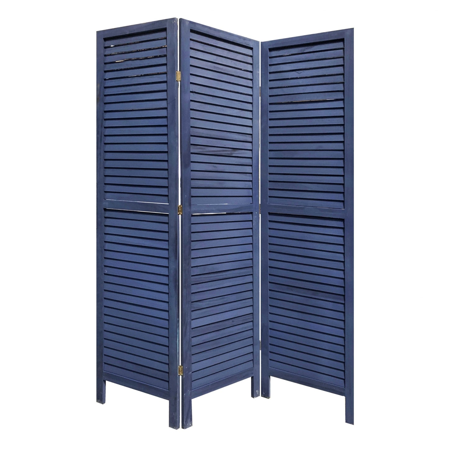 3 Panel Dark Blue Shutter Screen Room Divider