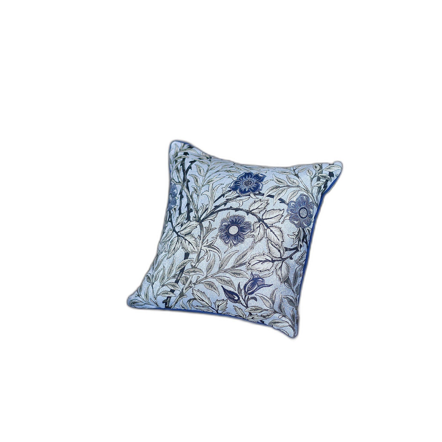 Set Of 4 17" Jacquard Leaf Throw Pillow Cover In Blue