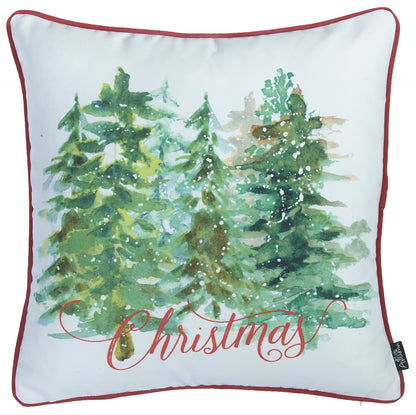 Set Of 4 18" Christmas Trees Throw Pillow Cover In Multicolor