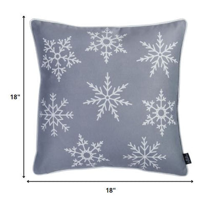 Set of Four Gray Christmas Snowflakes Throw Pillow Cover