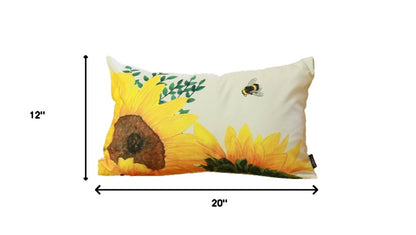 Set Of 4 20" Sunflower Bee Lumbar Pillow Cover In Multicolor