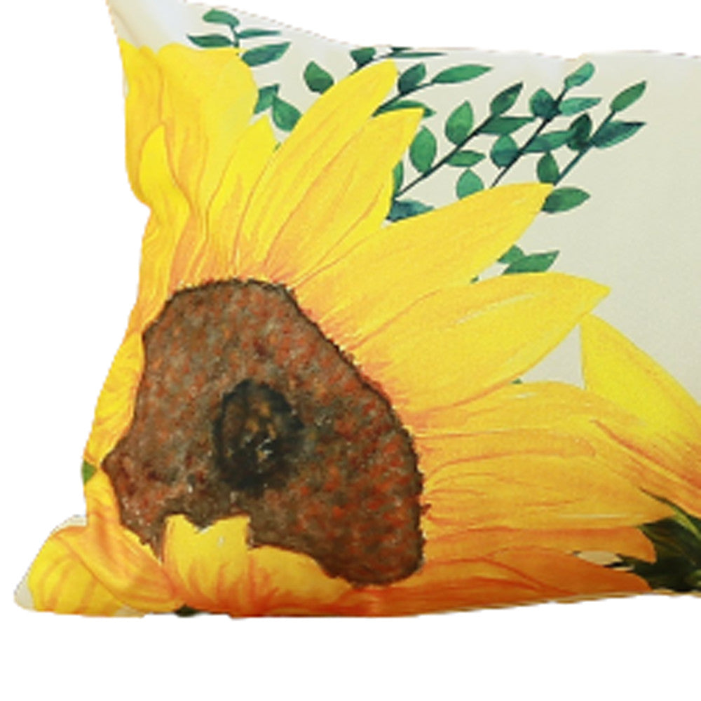 Set Of 4 20" Sunflower Bee Lumbar Pillow Cover In Multicolor