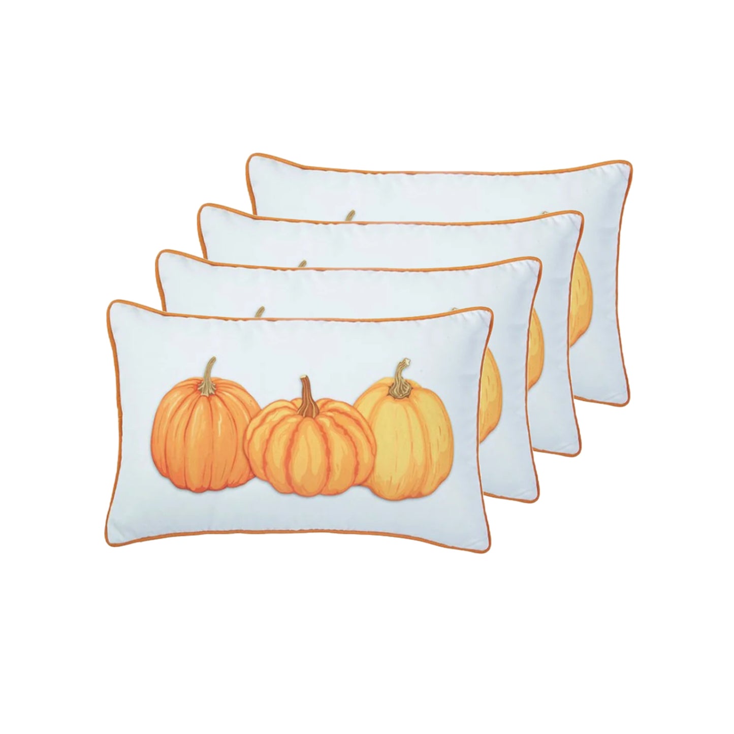 Set Of Four 20" Orange Pumpkin Trio Lumbar Throw Pillow Covers