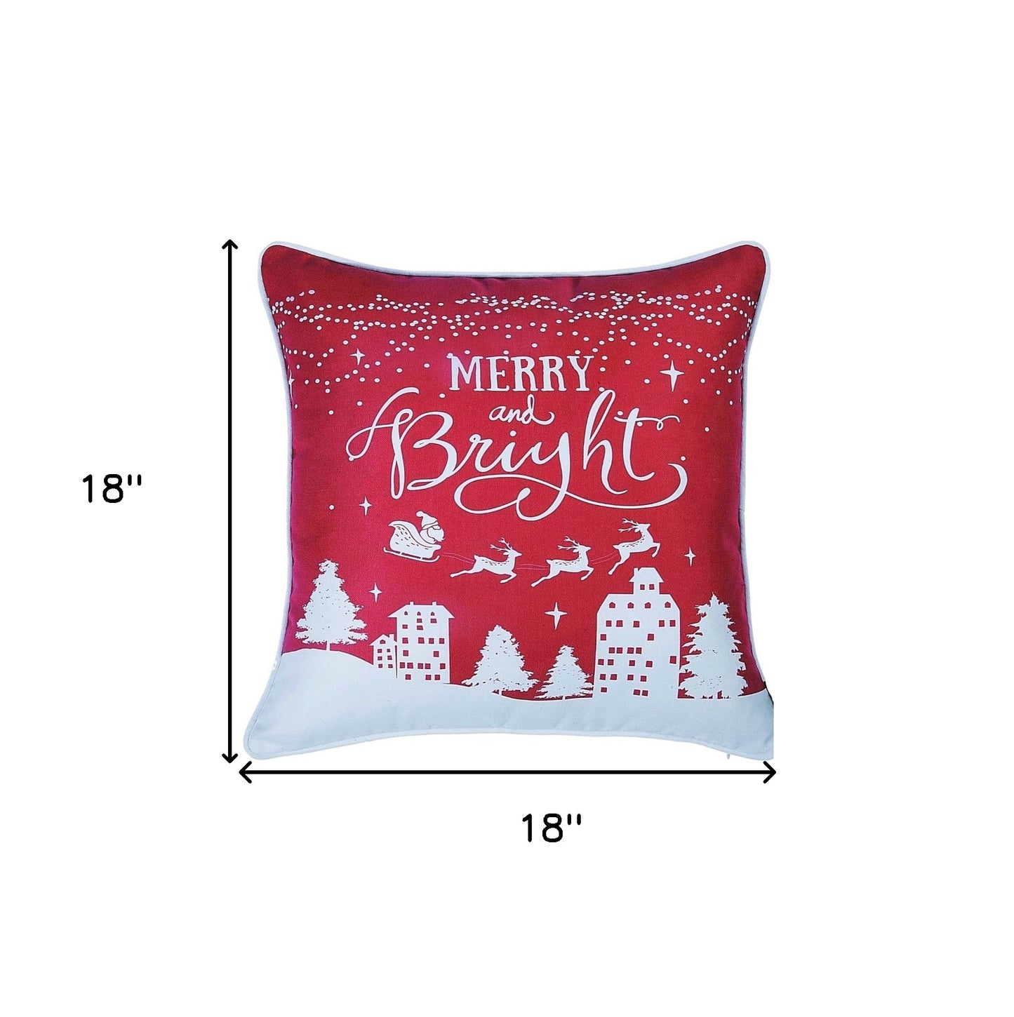 Set of Two 18" Red and White Christmas Throw Pillow Covers