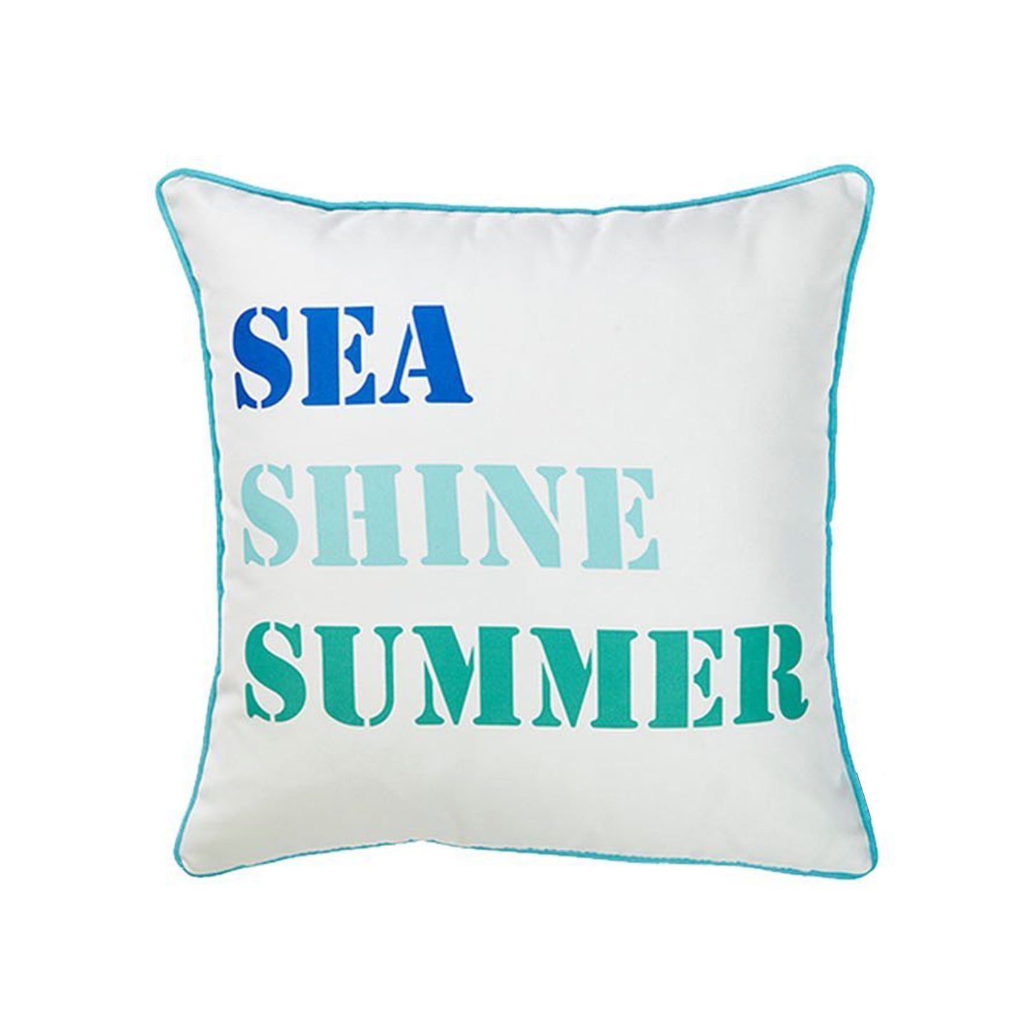 Set of Two White and Blue Sea Shine Summer Throw Pillow Covers