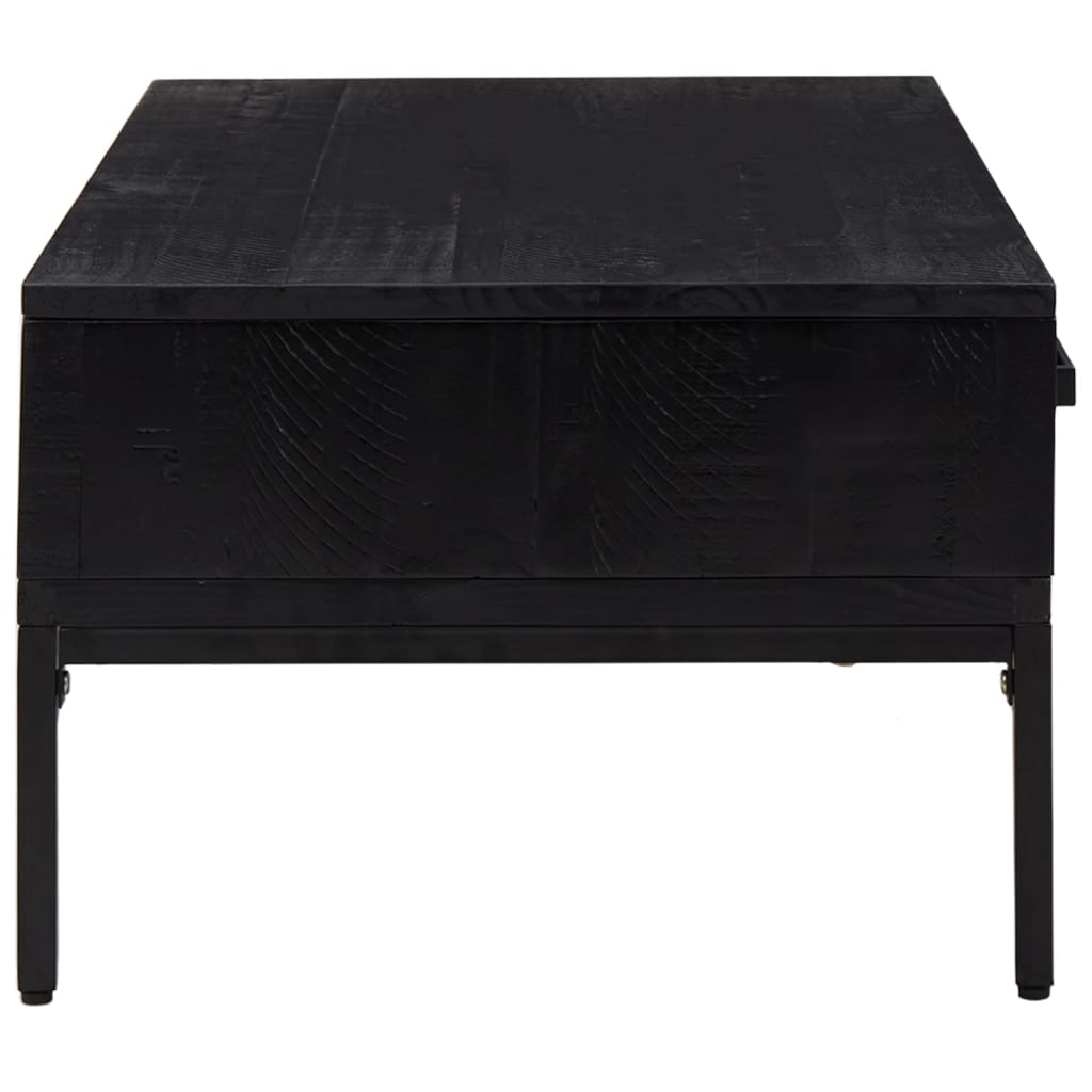 Coffee Table Black 35.4"x19.7"x13.8" Solid Wood Pine