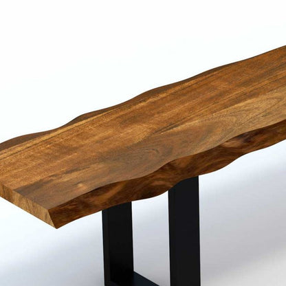 68" Brown and Black Live Edge Solid Wood Dining Bench