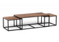 Set of Three 47" Natural And Black Solid Wood And Iron Coffee Table